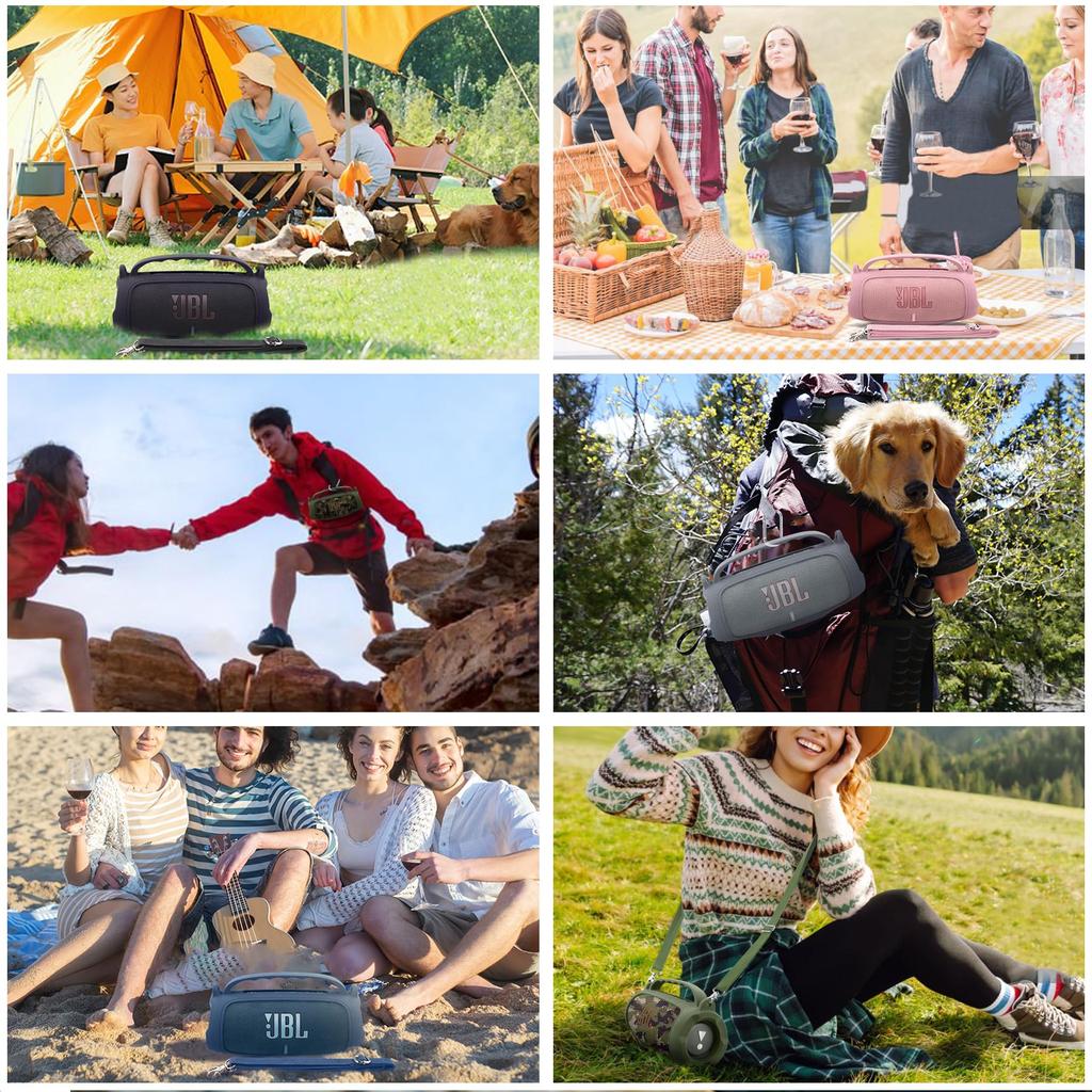 (Case Only) Portable Silicone Case with Shoulder Strap for JBL Charge 5 Bluetooth Speaker, Green - co2CREA