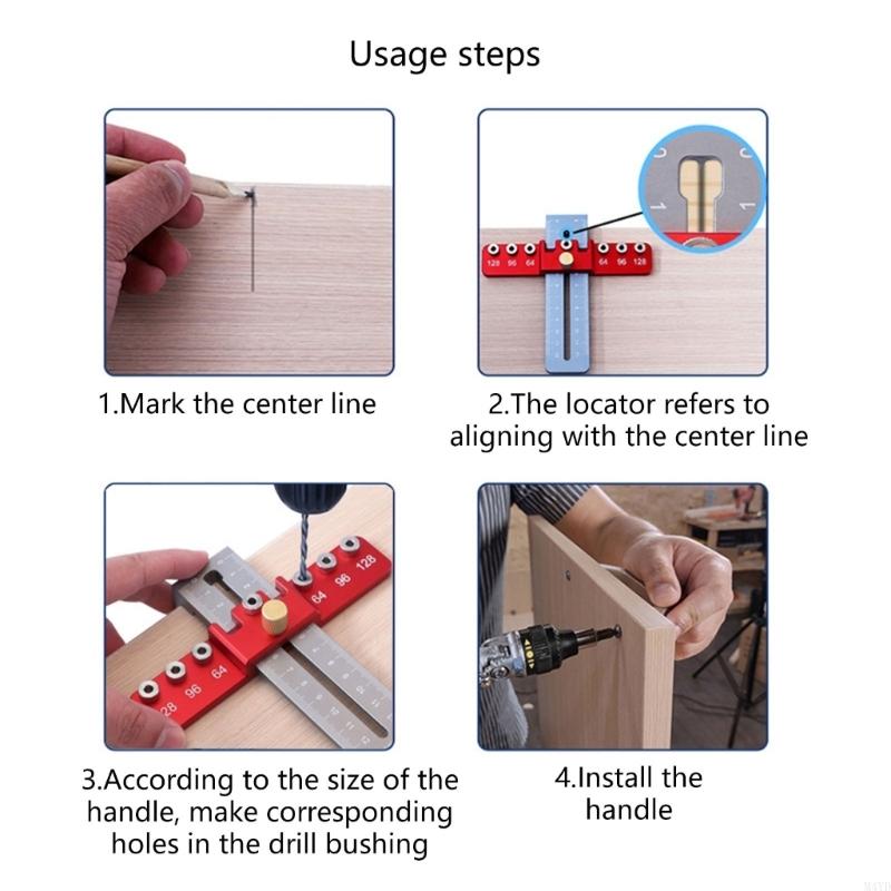 Metal Cabinets Hardware Jig, Locator Drill Guide Drilling Dowelling Guide for Installation Handle Knob M4YD