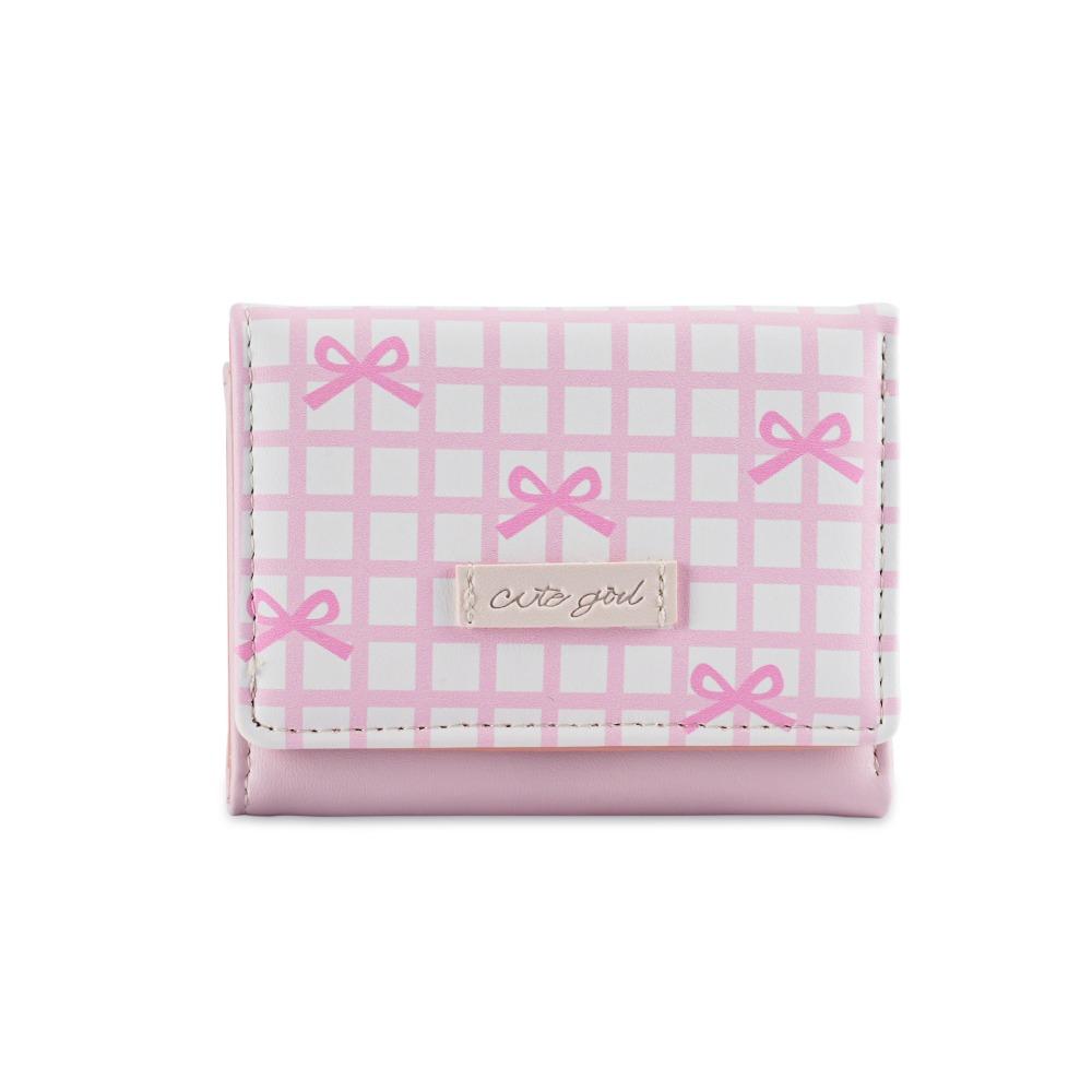 Lattice Cute Tri-Fold Purses Multiple Card Slot Coin Purse Portable Women Card Holder  Student