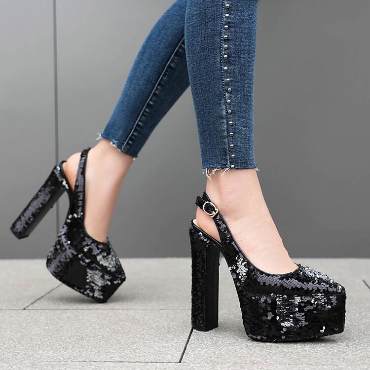 Damen Gold Grün Pailletten Schuhe Sexy Super Hochhackige Klobige Plateaus Pumps Bling Bling Silber Glitzer Schuhe Weiß