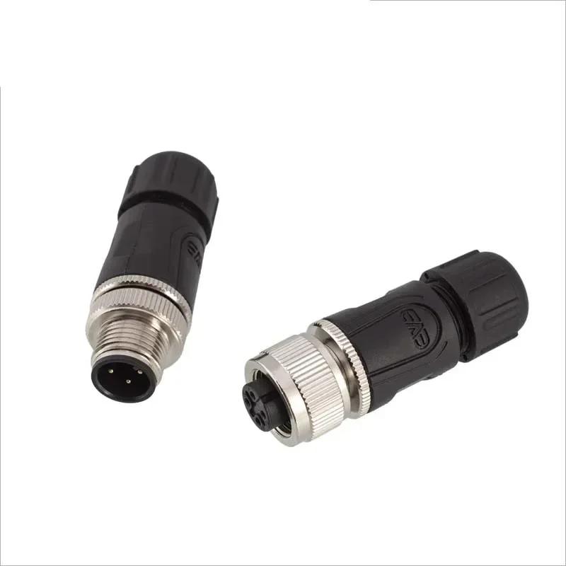 Waterproof IP67 M12 Circle Connector 2 3 4 5 6 8 12 17 Pin Assembly Welding Aviation Plug Industrial Male Female Cable Connector
