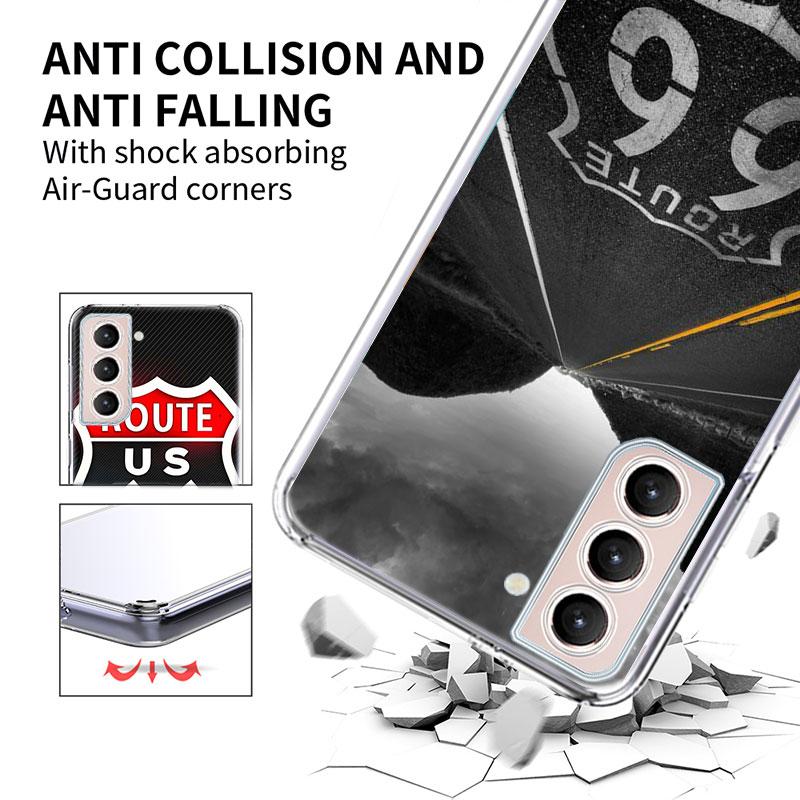 America Route 66 Phone Case For Samsung Galaxy S25 Edge S24 S23 FE S21 S20 S10 Plus S22 S26 Ultra Cover Clear Cases TPU Capa She