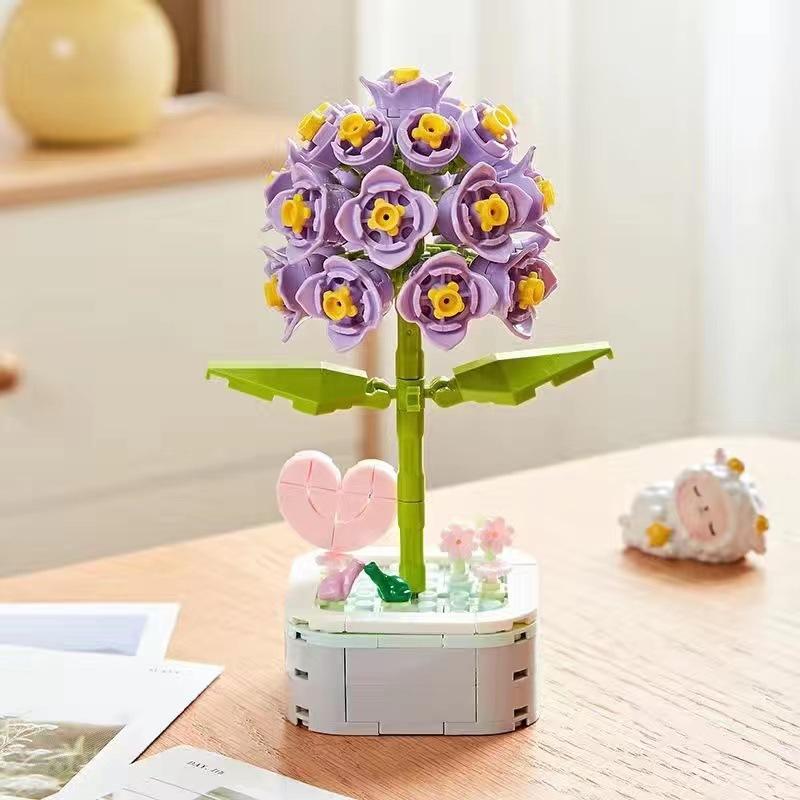 Building Block Flowers Potted Plants Sunflowers Tulips Fragrant Flower Decorations Puzzle Toys Holiday Gifts