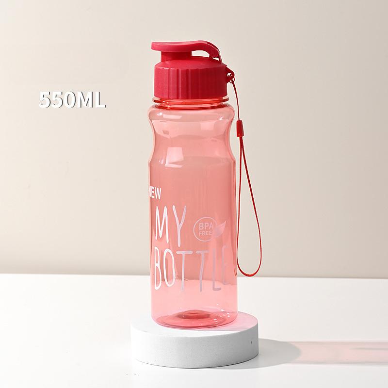 Large Capacity Portable Press Flip Cover Sports Cup With Handle And Wrist Strap For Outdoor Hiking Running BPA Free Plastic Water Bottle KTY