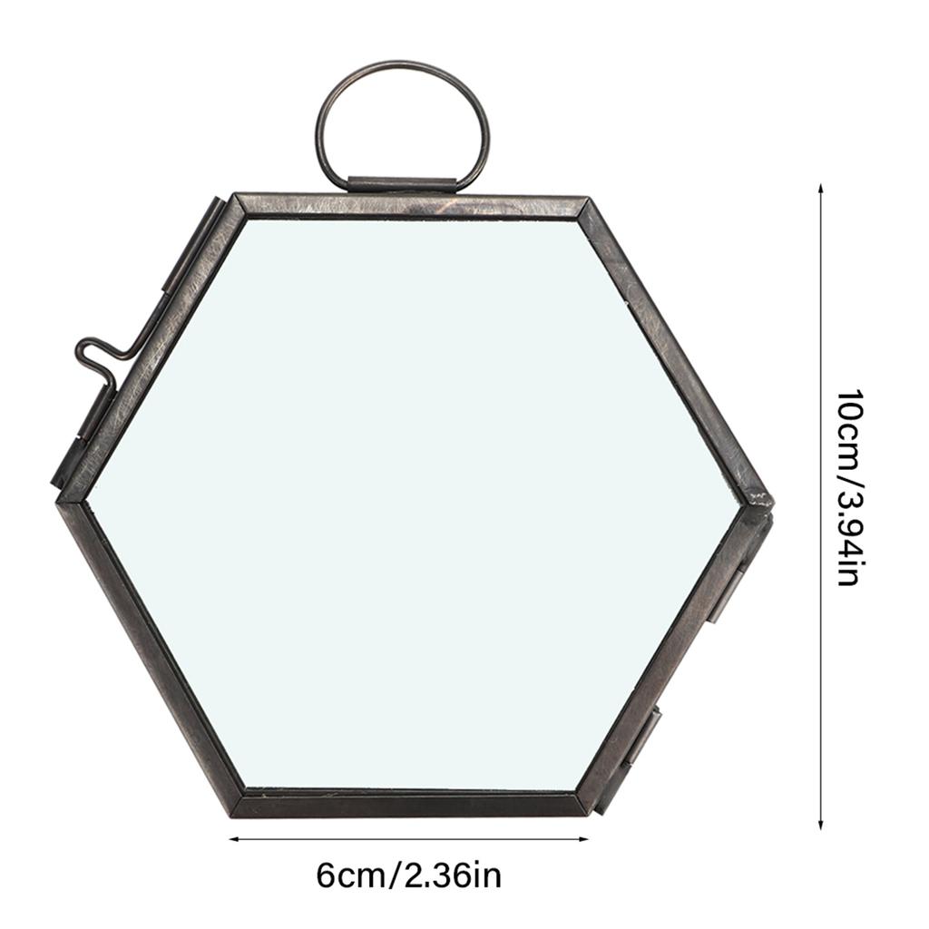 Hanging Geometric Hexagonal Glass Picture Frame Dried Flower Plant Specimen Clip Display