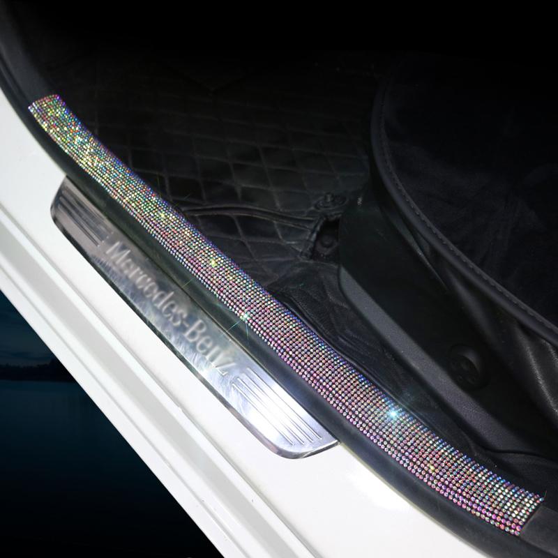 1pc Bling Rhinestone Car Sticker Decoration Auto Multi-function Threshold Protect Stickers Tape Car Protection Scratch-resistant