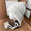 South Korea's new cute hairball ear protection knitted hat women's autumn and winter thickened warm face small pullover wool hat versatile