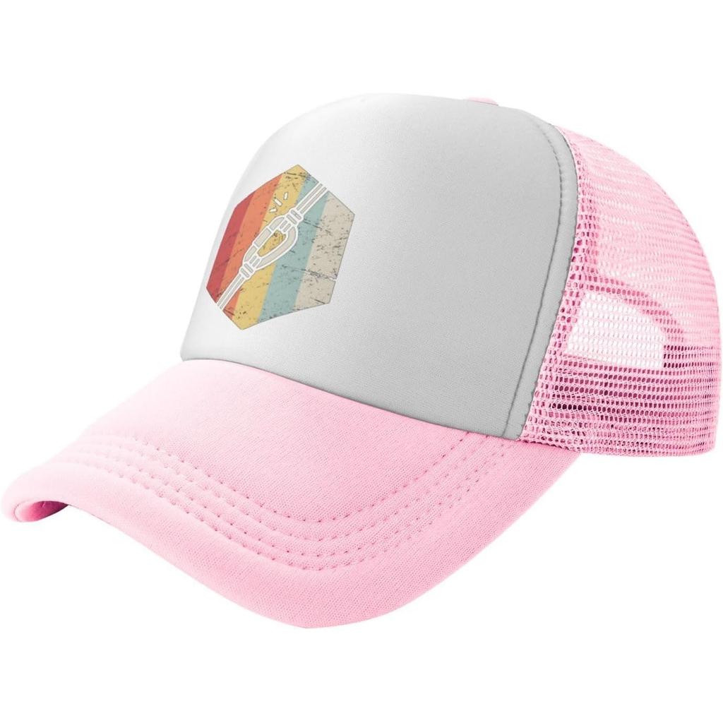 Rock Climbing Icon Trucker Hat Retro Vintage Snapback Mesh Cap for Outdoor Unisex Adults