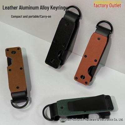 Multifunktionaler Schlüsselanhänger aus Leder und Aluminium für 2-6 Schlüssel
