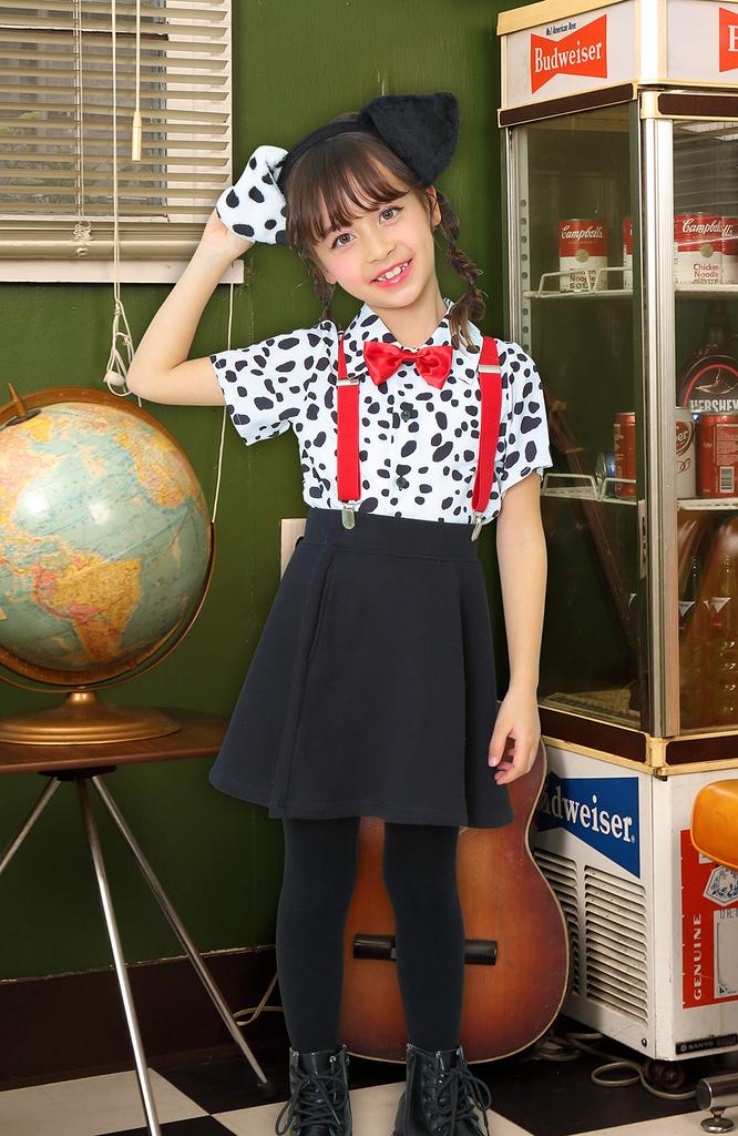Clearstone Animal Dalmatian Shirt for Black Shirt, Cosplay, Halloween, Kids, 120cm, Unisex,