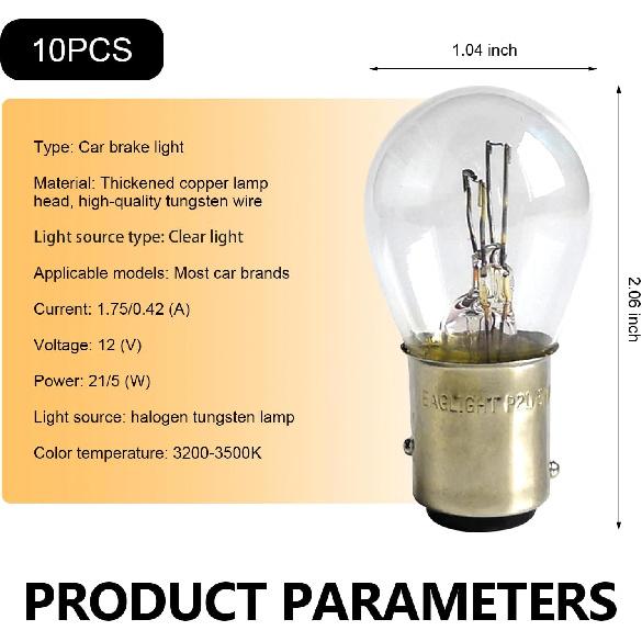 10PCS 1157 Light Bulb, Double Tail High And Low Brake Light Bulb, P21/5W S25 2057 2357 7528 BAY15D Bulbs, Universal Halogen Turn Signal Parking