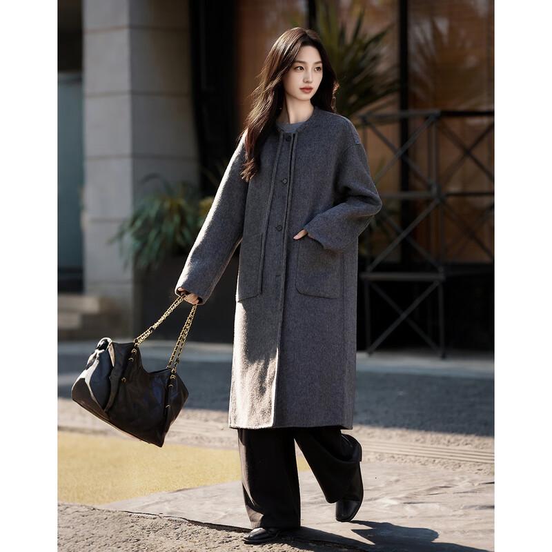 Demana Women's 100% Merino Wool Double-Faced Long Coat