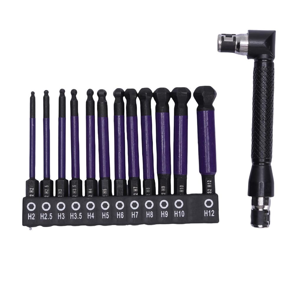 12pcs S2 Alloy Steel Ball End Hex Bit Set Allen Wrench Drill Bit Set  Power Drill Use