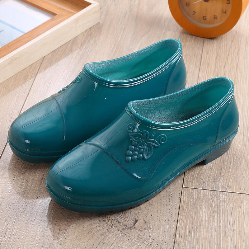 Low-top Spring and Autumn Jelly Waterproof Shoes Fashion Rain Shoes Women's Summer Kitchen Work Rubber Shoes Outer Wear Non-slip Shoes Adult