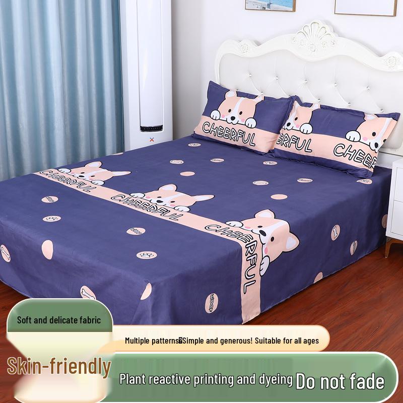 Cotton Dormitory Bedding Set: 3-Piece Quilt Cover and Single Sheet for Student Single Bed.