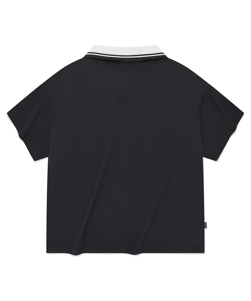SAINTPAIN Sp Heart Emblem Logo Line Collar T-Shirt - Black