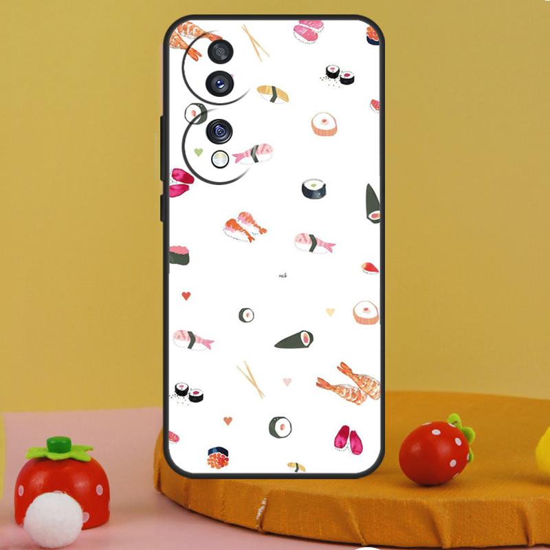 Kawaii Sushi Pattern Case For Honor 200 Pro X9c X9a X8a X7a X6a X7 X8 X9 X8b X9b 50 70 90 Magic 5 6 Lite Cover