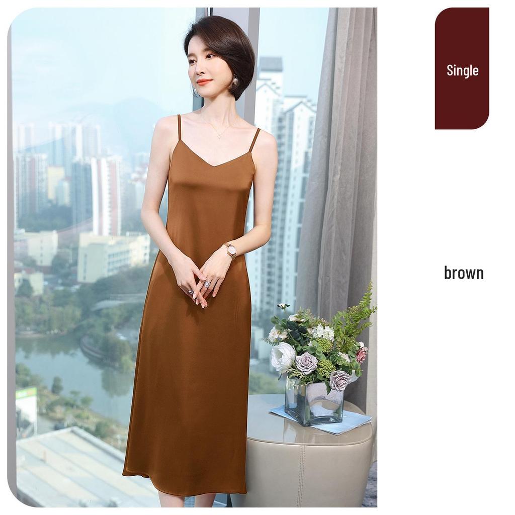 2026 Summer Slim-fit Satin Spaghetti Strap Maxi Dress