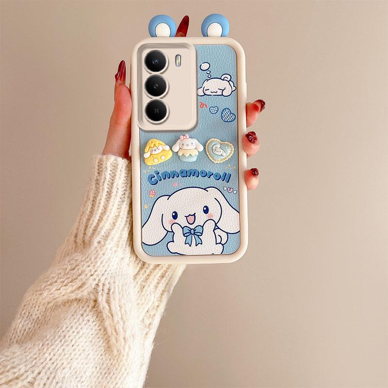 KEYSION Cute Ear 3D Cartoon Case for Realme C71 with Bracelet Soft Silicone Shockproof Phone Back Cover for OPPO Realme C71