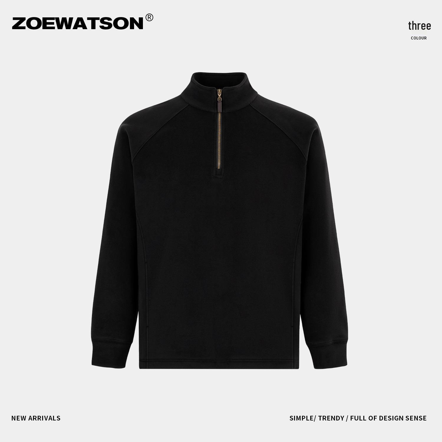 

Men s Heavyweight 500g Plus Velvet Fleece Half-Zip Stand Collar Hoodie - Solid Color Casual Pullover Medium