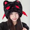 Internet celebrity winter Korean version cat ear hat pom-pom small hat cartoon cute embroidery plush little devil cat Lei Feng hat