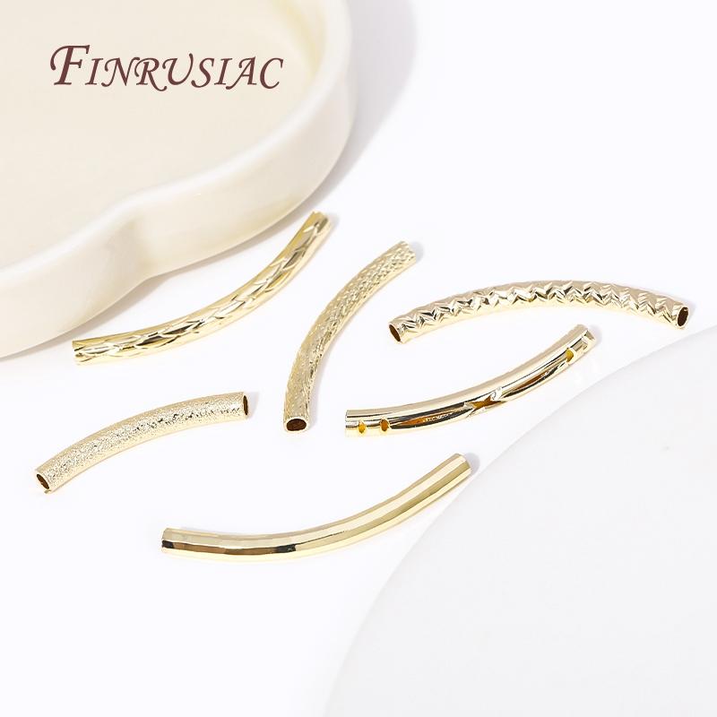 Multi-types 18K Gold Plated Brass Curved Tube, Bracelets Tube Beads Connector For Handmade DIY Jewelry Making Accessories