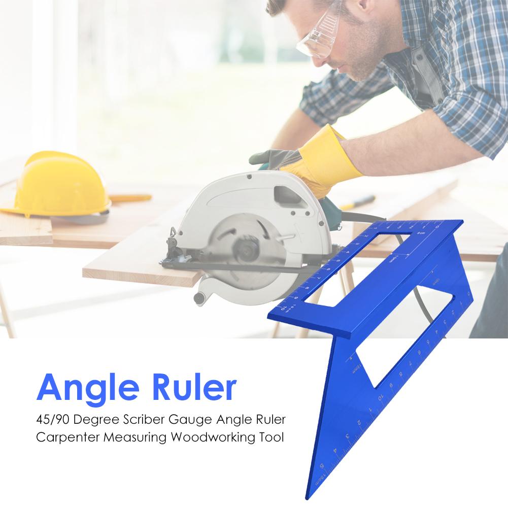 T-Type Woodworking Gauge Ruler Aluminum Alloy 45 90 Degree Gauge Ruler Accurate 3D Mitre Angle Measuring Tool Woodworking Tool