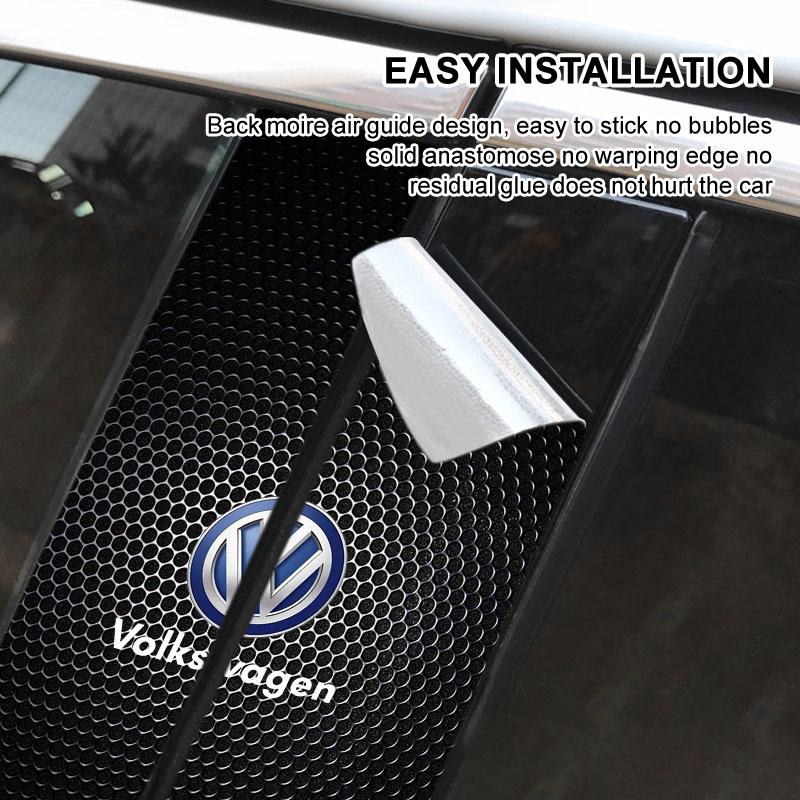 2Pcs Car Logo Center Pillar Protective Film Anti-scratch Sticker Decal For Volkswagen B5 B6 B7 T4 T5 Golf 4 5 6 7 Polo Passat Tiguan Jetta Gol