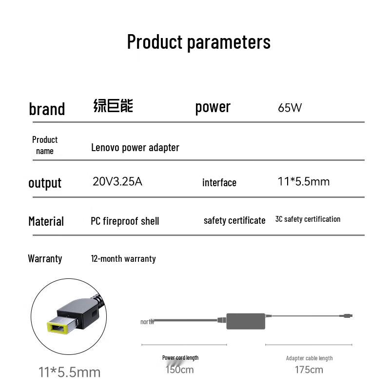 llano 65W Laptop Charger for Lenovo ThinkPad
