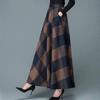 Jupe trapèze en laine à carreaux pour femme - Mi-longue, grandes tailles pour l'automne et l'hiver