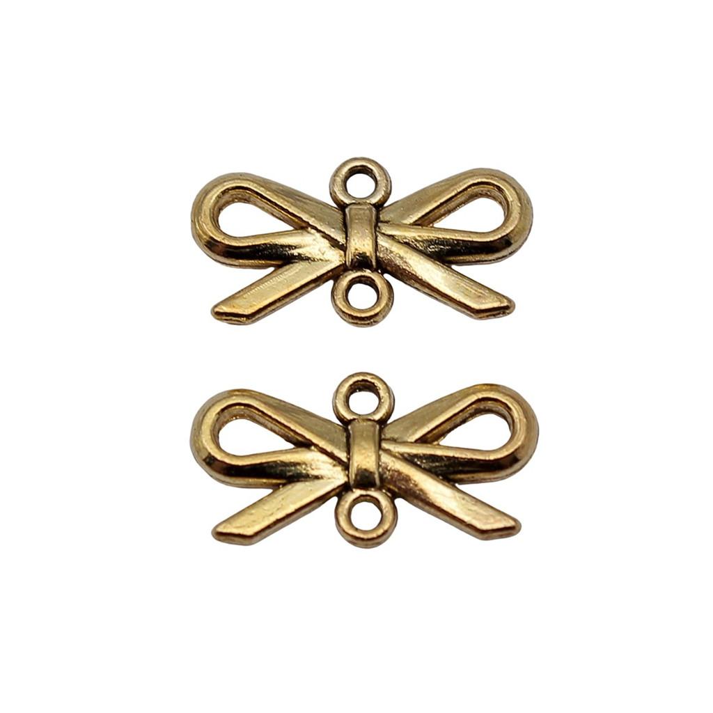 Double Hole Bow Connectors Cute Ribbon Charms For Earring And Bracelet Making