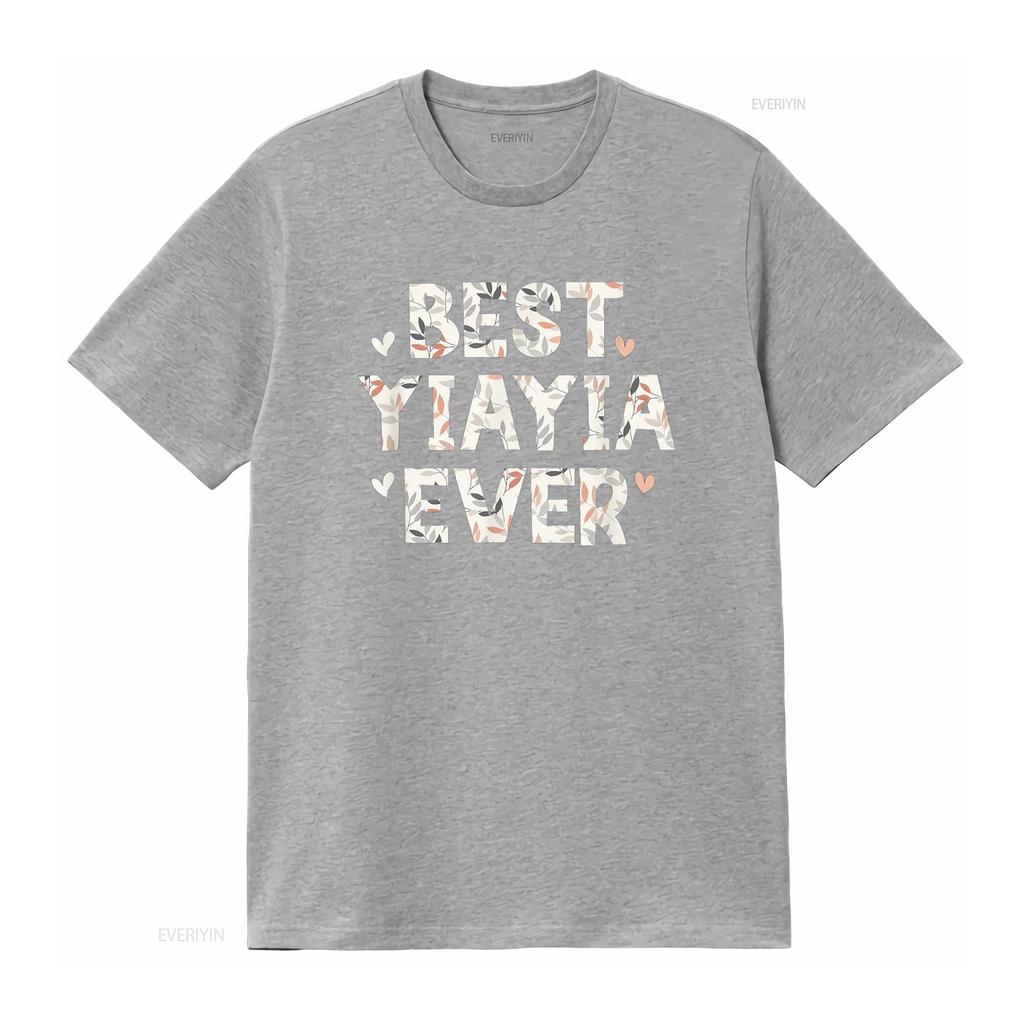 Best YiaYia Ever Floral Family Love Hearts Yia T Shirt Vintage Washed Breathable Stylish Streetwear Stretched Homme Graphic