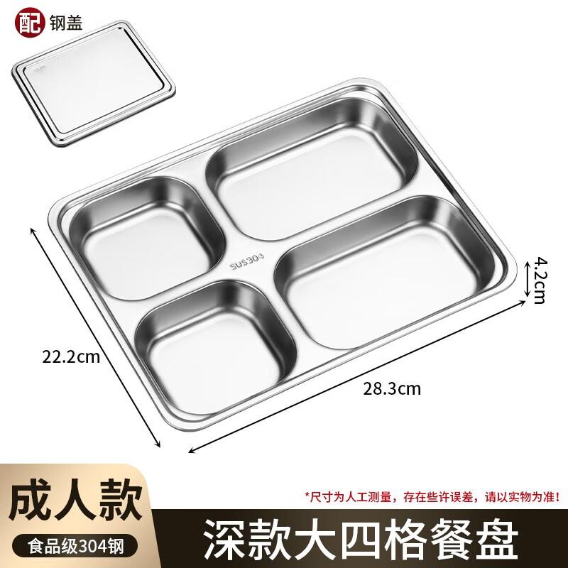 MOLUONA 304 Stainless Steel Deep Divided Meal Plate