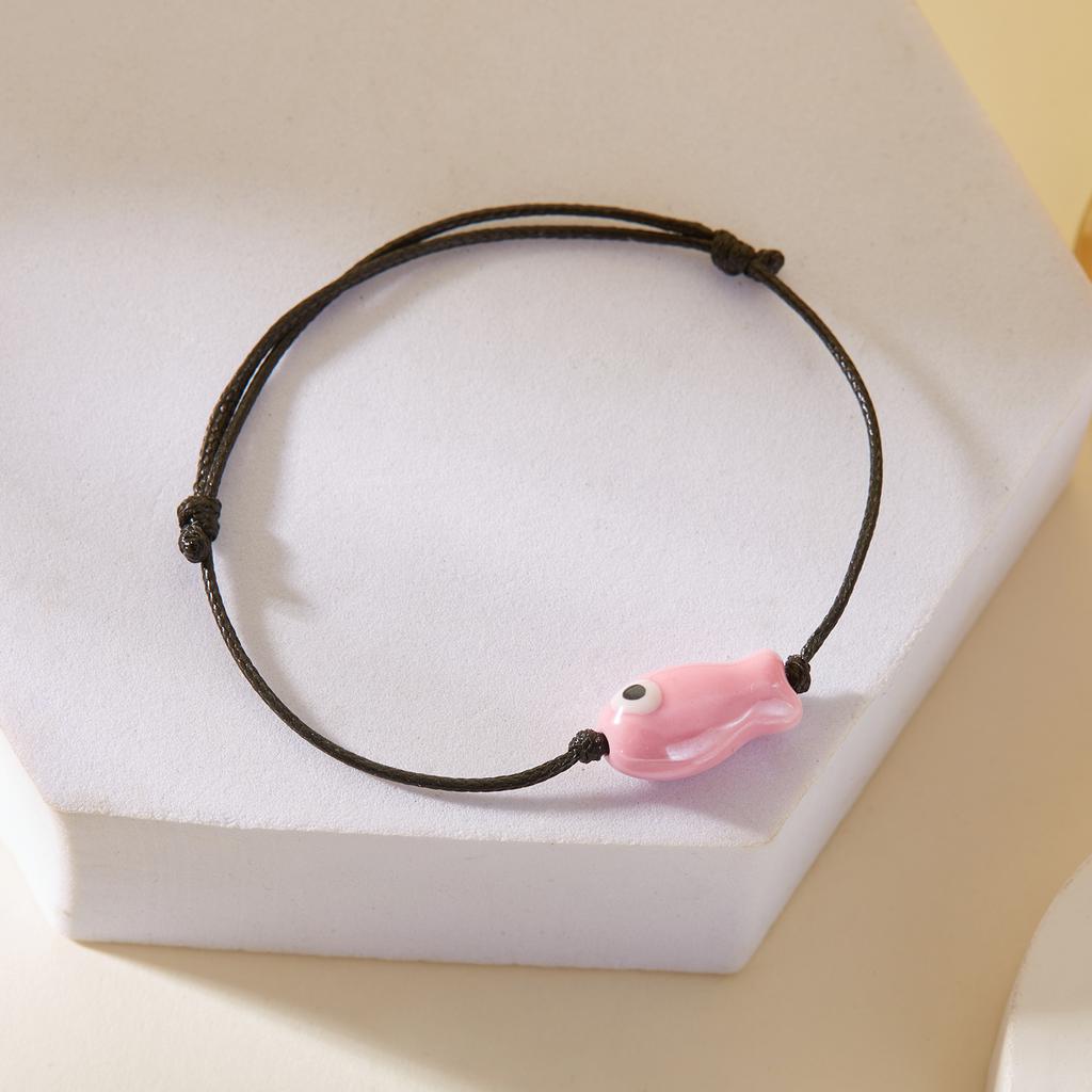 Minimalist Cartoon Ceramic Fish Bracelet for Women Men Cute Colorful Animal Handmade Braided Bracelet Lucky Friendship Jewelry