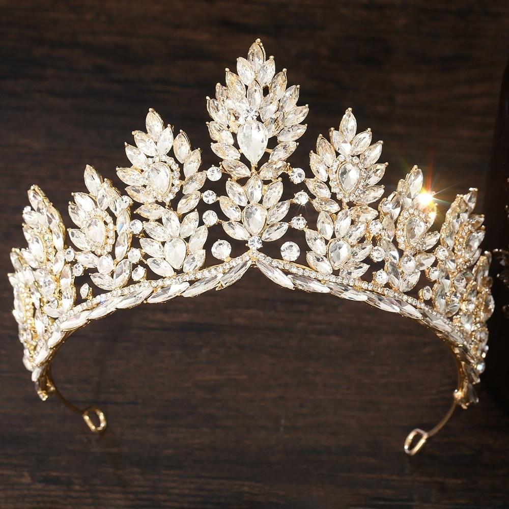 Elegant Baroque Queen Tiaras Luxury Rhinestone Diadem Zinc Zinc Alloy Princess Crown Birthday Party