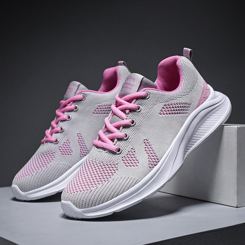 Women's Flying Woven Running Shoes Spring and Summer Low Cut Lightweight Breathable Mesh Casual Sports Shoes
