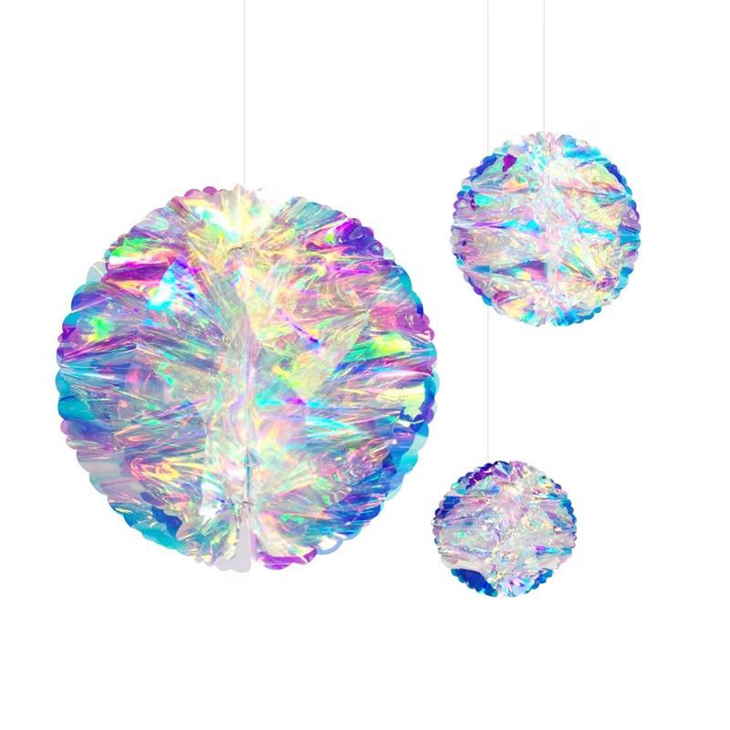 Seven-Color Gradient Flower Ball: Neon Film Snowflake Decoration for Parties & Events