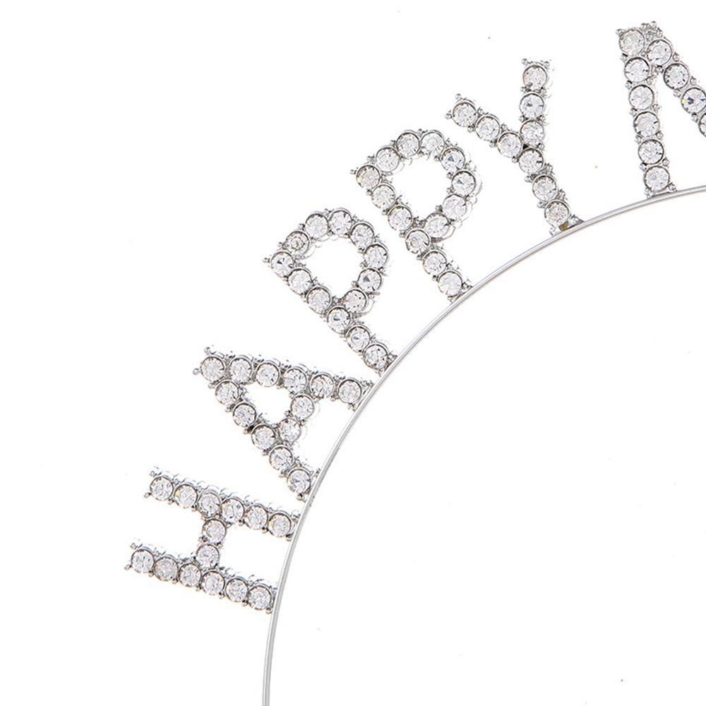 Headdress Letter HAPPY NEW YEAR Headband Rhinestone Crown Korean Style Hair Hoop Female Jewelry
