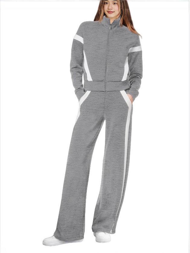 2025 Women's Casual Sportswear Set: Cardigan Top & Wide-Leg Pants