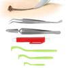 Tick Removal Tool Kit for Dog Cat Ticks RemoversRemover Pen Stainless Steel Tweezers(Green Ticks
