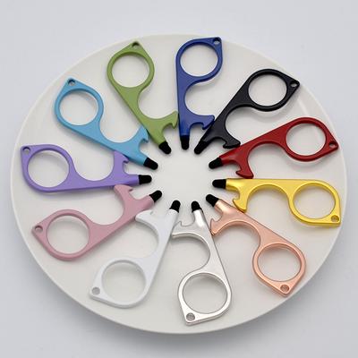 1 Peça Multifuncional Abridor de Porta Chaveiros Dispositivo de Abertura de Porta sem Contato Chaveiros Argolas de Chave