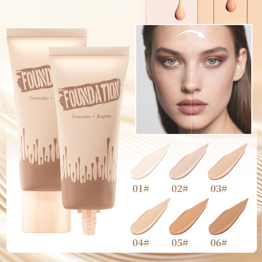 Full Coverage Foundation, Matte Finish Oil-control Liquid Foundation, Covering Blemishes and Dark Spot, Concealer Cream