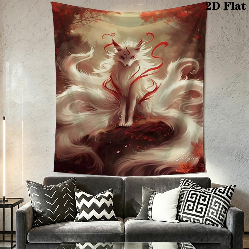 Nine-Tailed Fox Pattern Home Decor Tapestry, Wall Hanging, Decorative RV Wall Cloth.MGT0918330