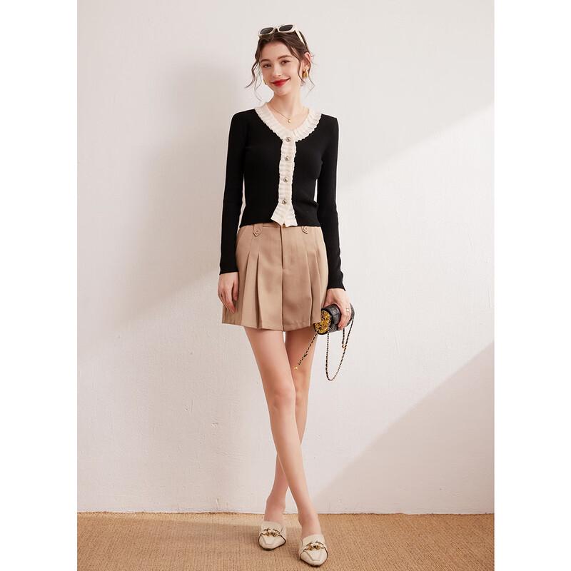 Bailuyu Women's V-Neck Color-Block Knitted Cardigan