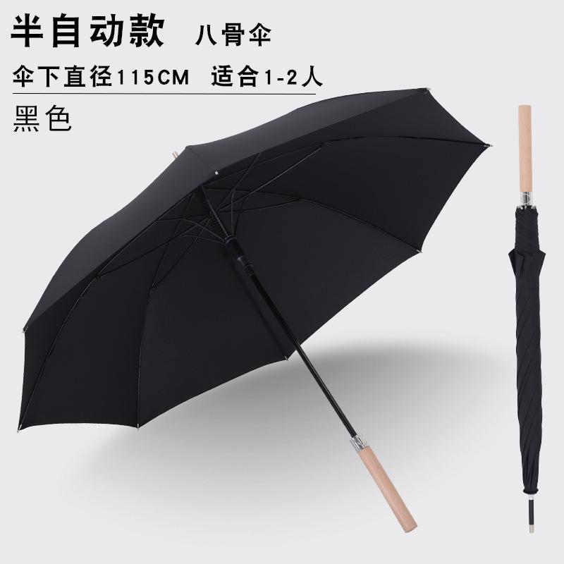 New 8-bone automatic solid wood long-handled straight pole umbrella men's business gift umbrella pattern