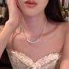 Broken silver splicing pearls stacked necklace women's design sense high-end choker neck chain niche temperament accessories