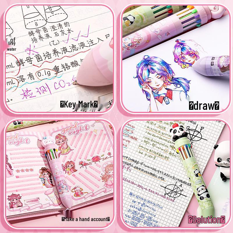 Twelve-Color Pressable Multicolor Ballpoint Pen for Students