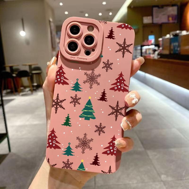 Christmas Tree Graphic Phone Case For iPhone 16 Pro Max 15 14 13 12 11 XS X XR 7 8 Plus SE 2022 Shockproof Silicone Bumper Cover