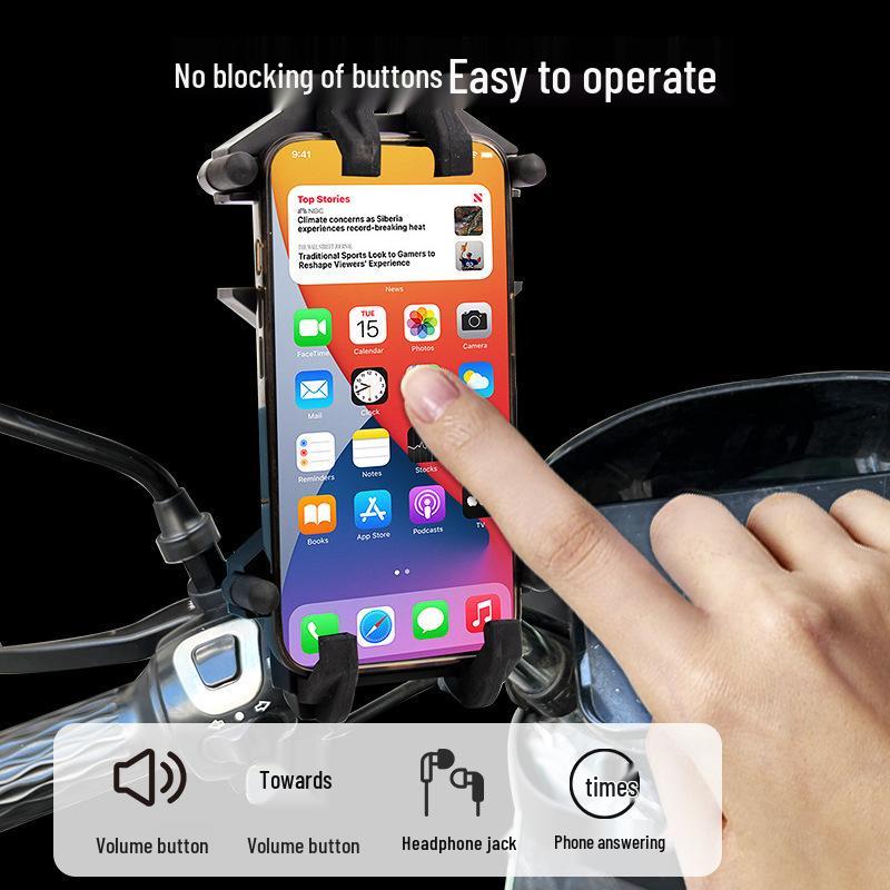 Universal Silicone Shock Absorption Phone Holder for Motorcycles, Scooters, and Bicycles