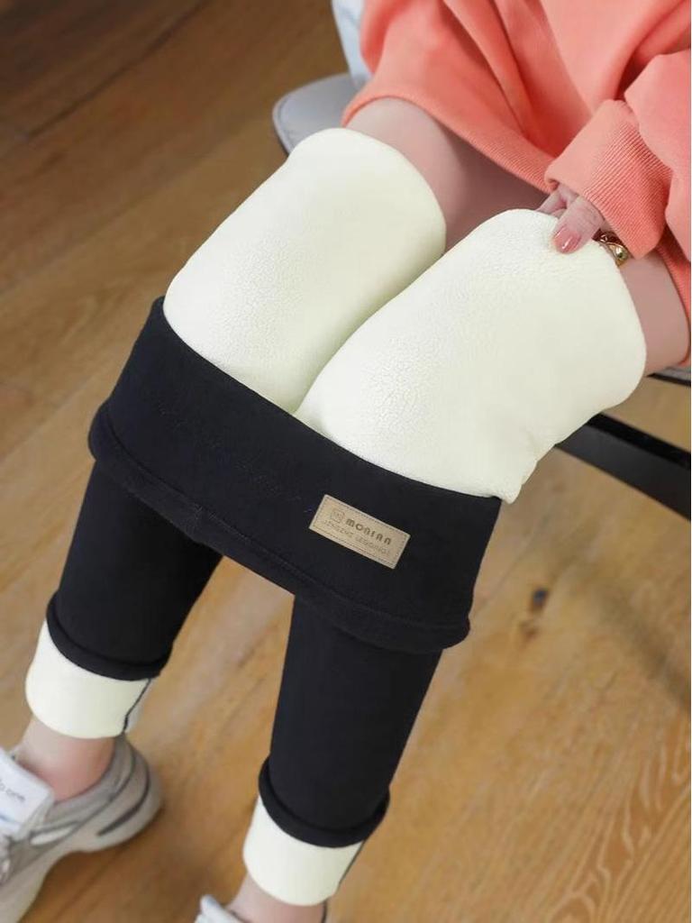 Women's High Waist Extra Thick Lambswool Leggings with Velvet, Winter Warm Cotton Pants, Plus Size